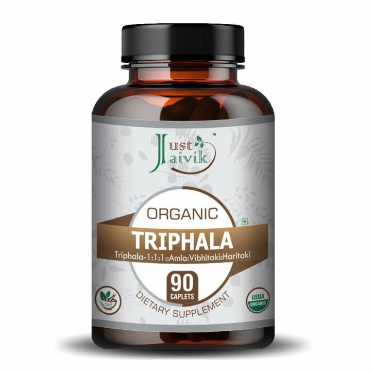 Just Jaivik Organic Triphala (Amla + Bibhitaki + Haritaki) Tablets – A ...