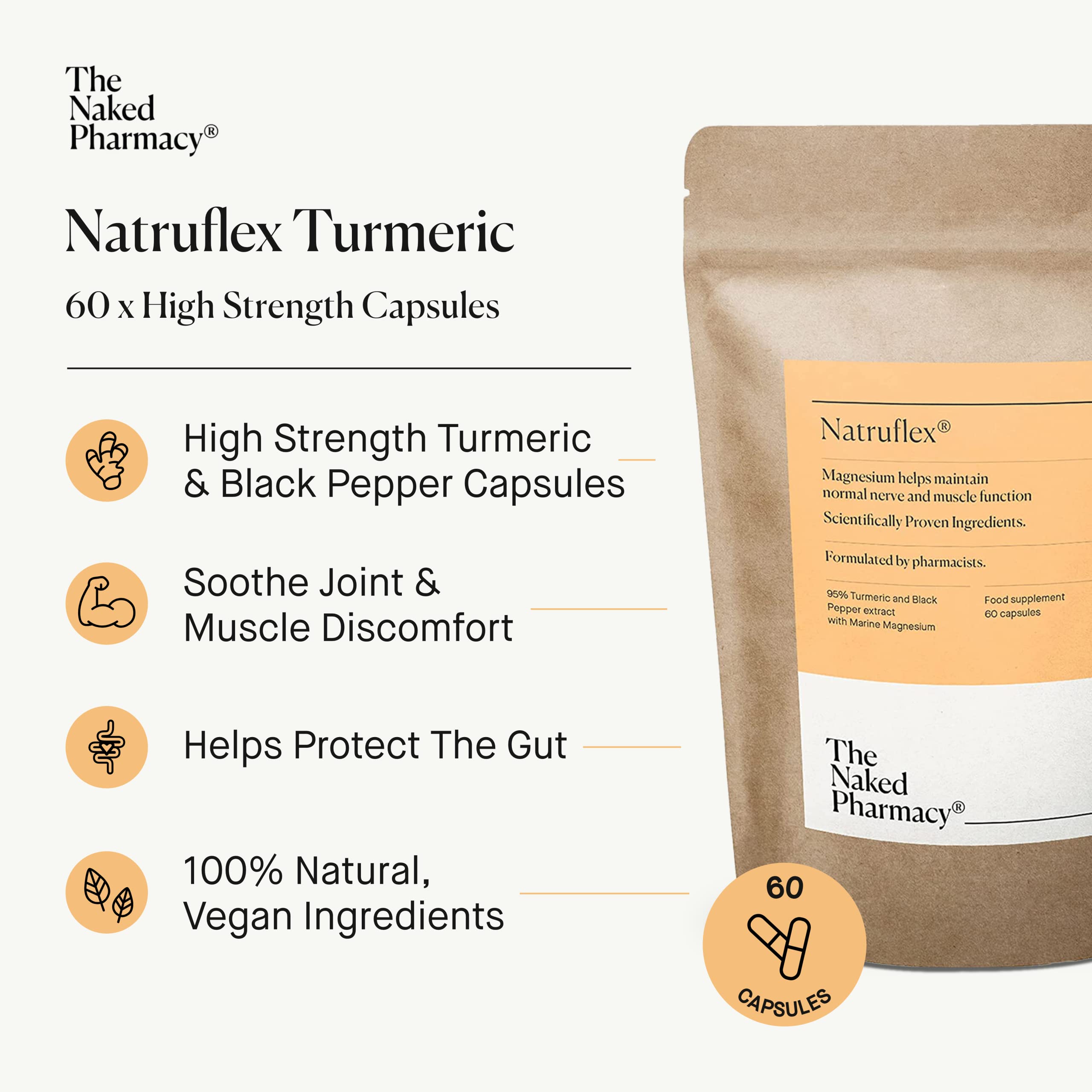 The Naked Pharmacy Natruflex Turmeric Capsules Capsules Lifeirl