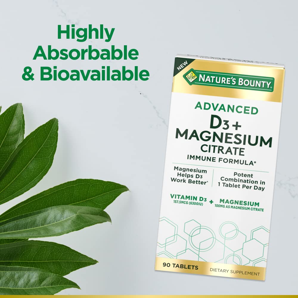 Natures Bounty Advanced Vitamin D3 With Magnesium Citrate Immune Formula Supports Immune And 2962