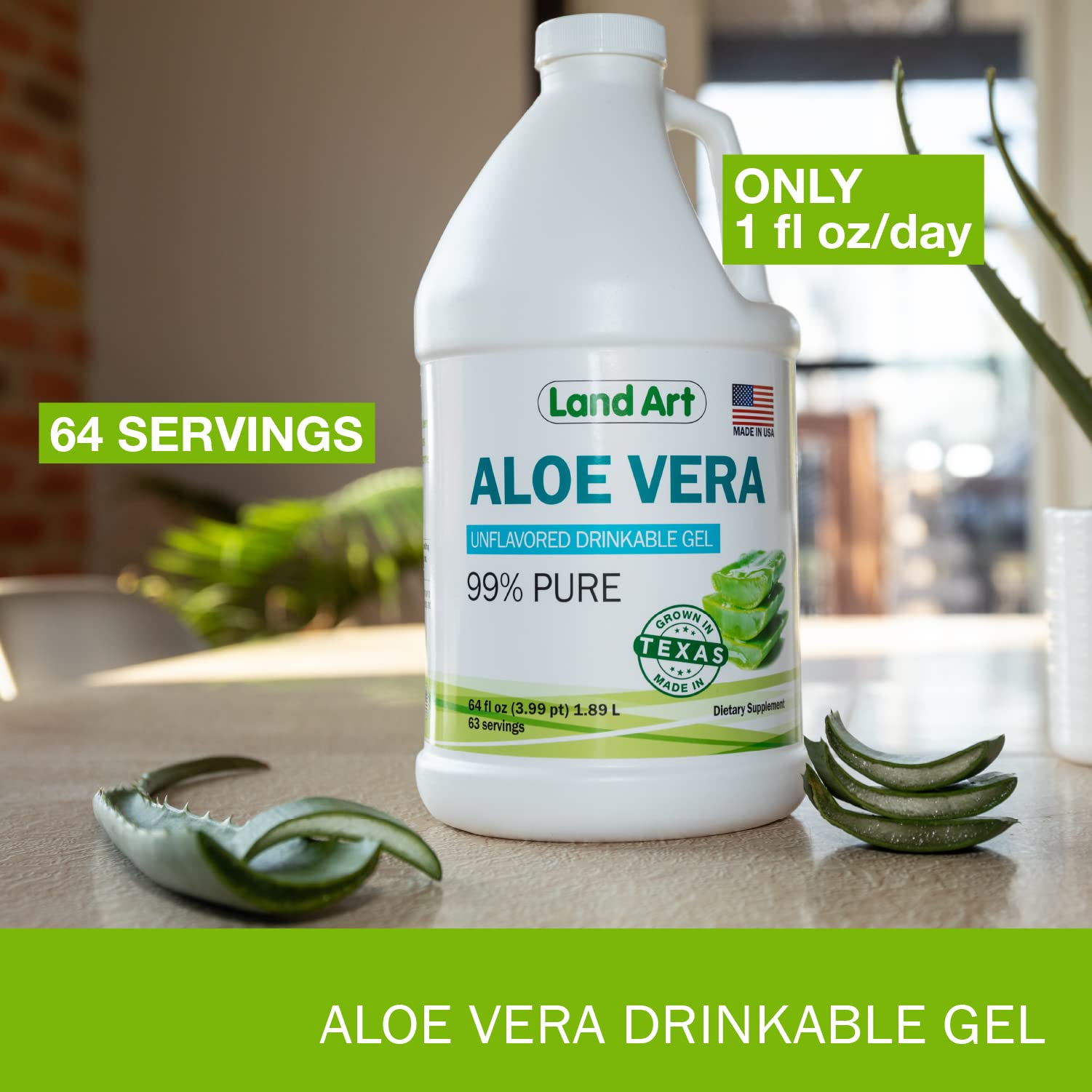 Land Art Pure Aloe Vera Drinkable Gel Unflavored Cold Processed Inner Filet From Organic 7829